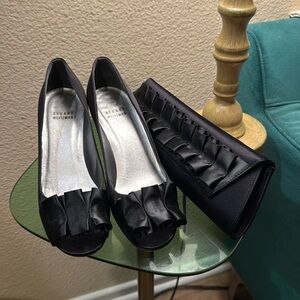 Stuart weitzman 7.5 black heel with clutch